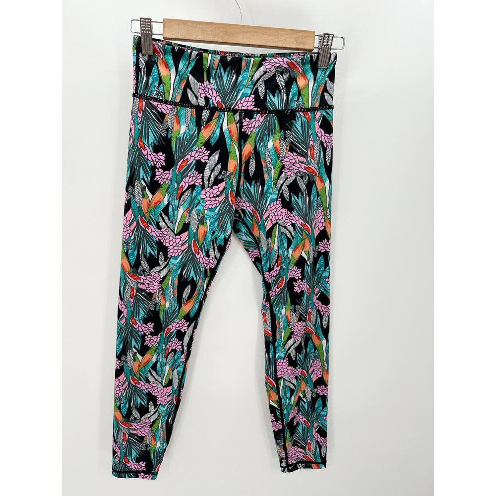 MinkPink Women Tropical Floral Mid Rise Cropped Compression Leggings Size S